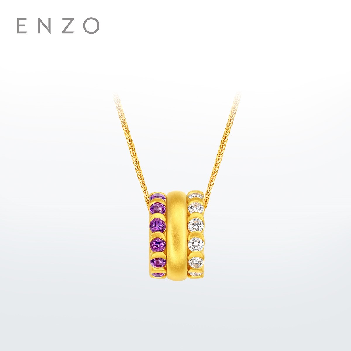 ENZO「丛林系列」大版足金黄金镶紫晶钻石吊坠女送银链新春礼物,珠宝/钻石/翡翠,黄金镶宝石吊坠,淘宝优惠券,粉丝福利购,淘宝优惠卷