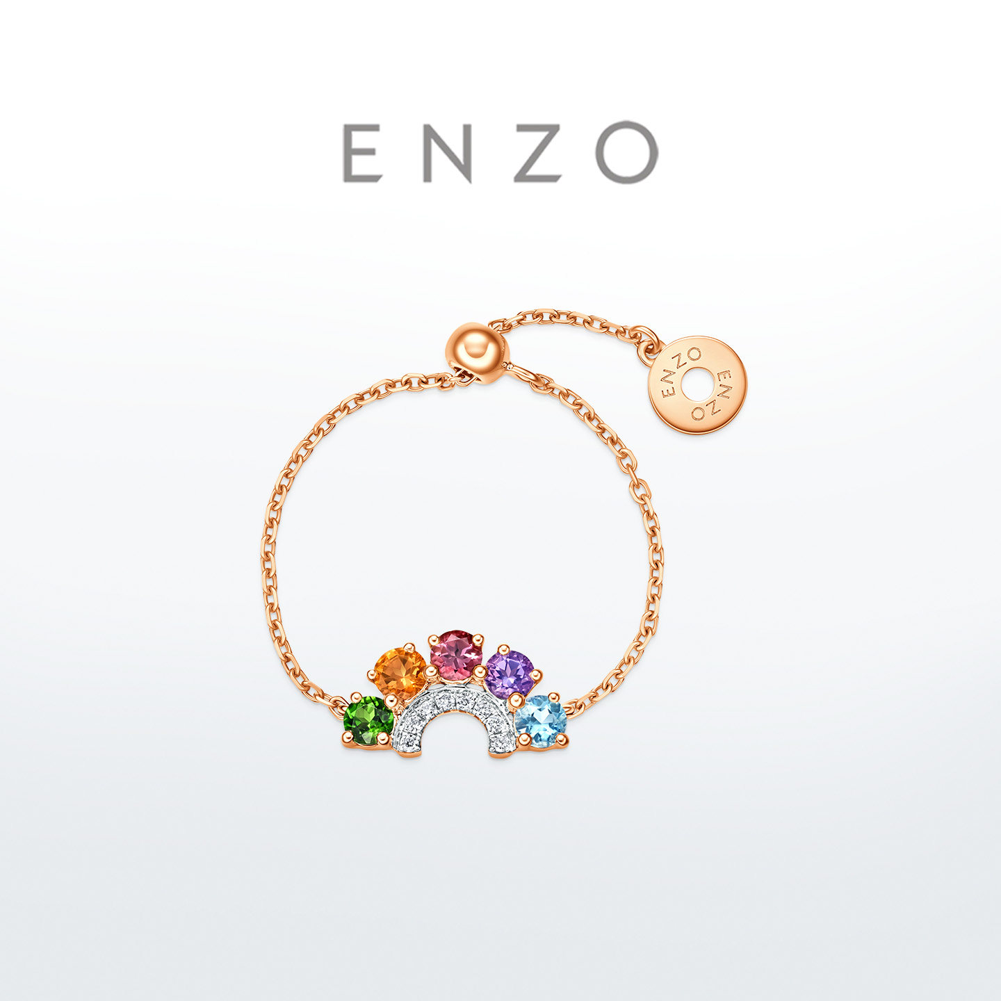 ENZO 18K金多彩宝石钻石戒指链戒女EZV8052