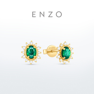 周大福ENZO18K金祖母绿钻石耳钉