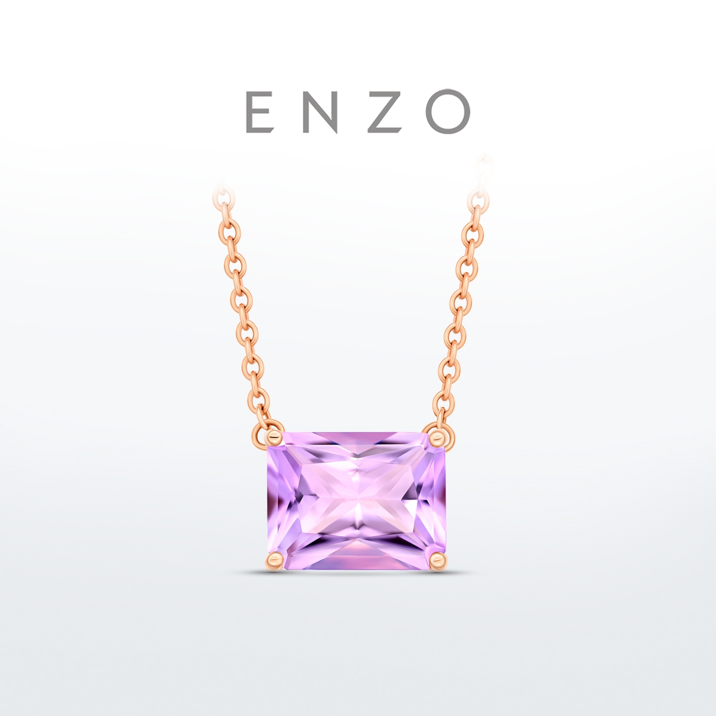 ENZO18K金镶紫晶项链女