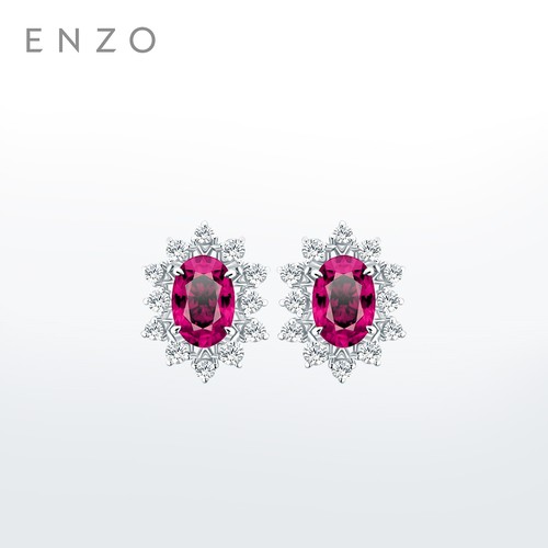 ENZO18K金红宝石钻石耳钉
