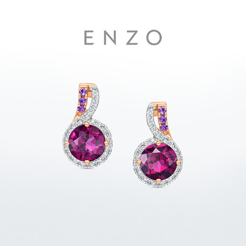 ENZO18K金石榴石紫晶耳饰
