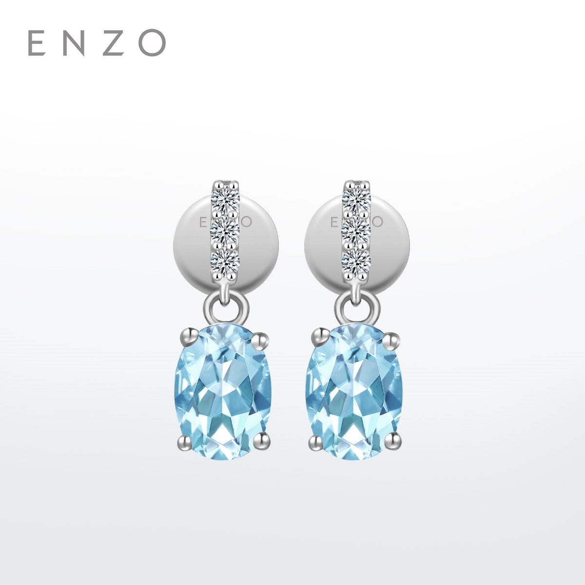 ENZO18K金海蓝宝钻石耳钉