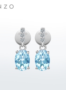 新款ENZO「典雅系列」18K金海蓝宝钻石耳钉时尚女送礼新春礼物
