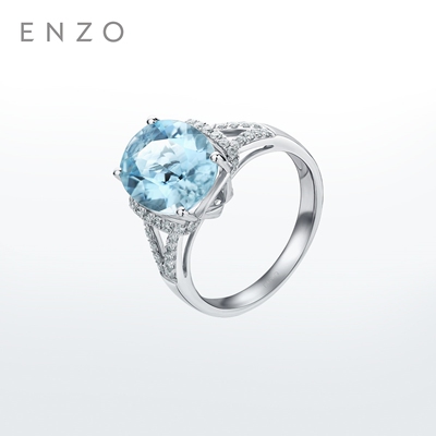 enzo18K金海蓝宝石钻石戒指