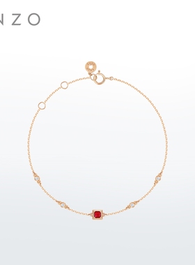 ENZO 「经典彩宝」18K金红宝石钻石手链女EZV8986新年礼物