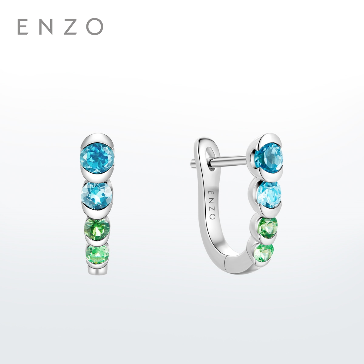 ENZO18K金多彩宝石耳环