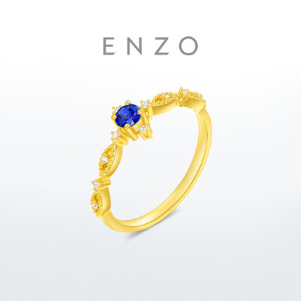 新款ENZO 经典彩宝 18K金蓝宝石钻石戒指女 EZV9141节日礼物