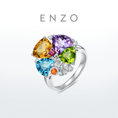 ENZO18K金多彩宝石钻石戒指