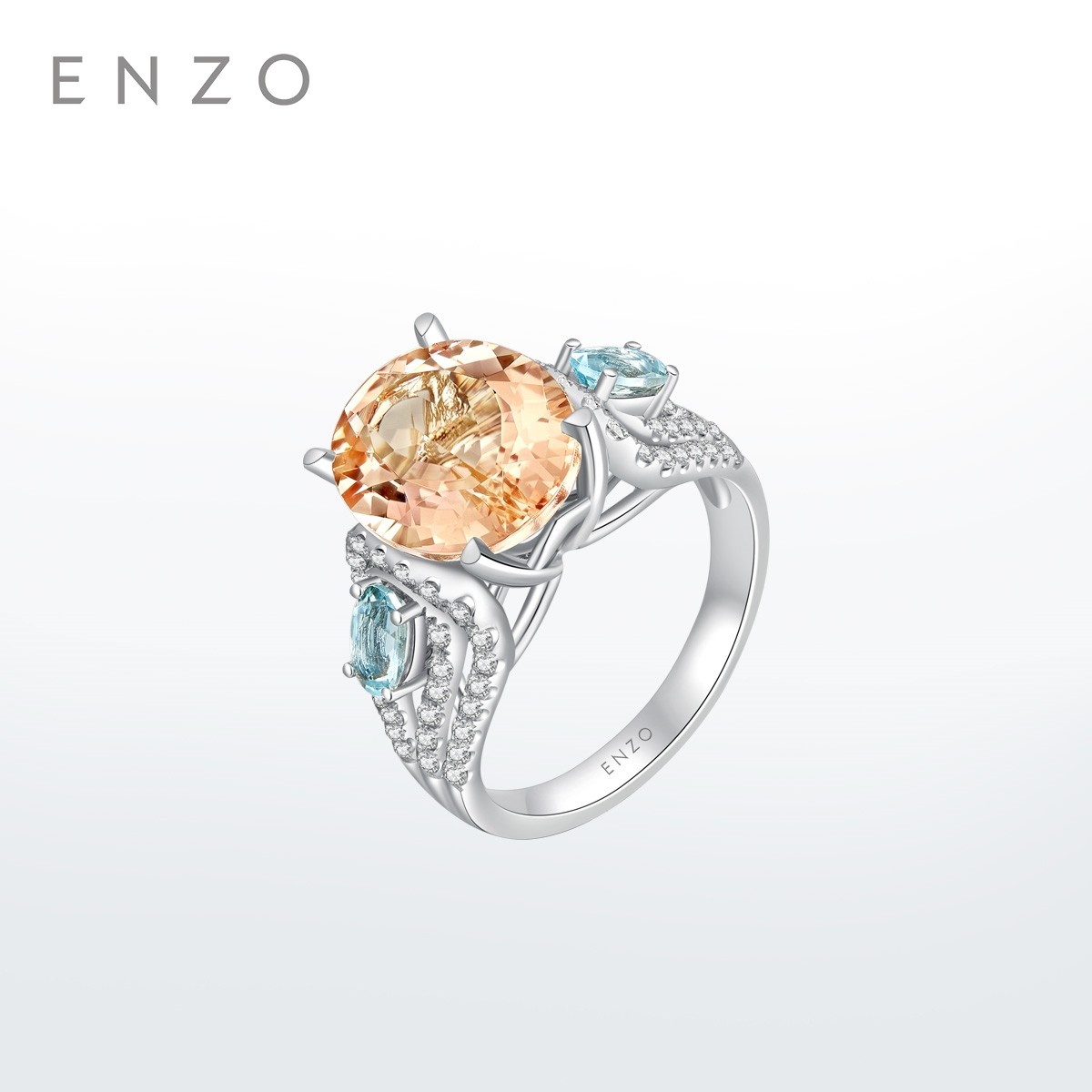 enzo粉蓝cp摩根石戒指女