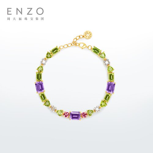 周大福ENZO浪漫薄荷香芋宝石手链