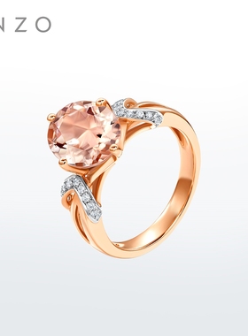新款enzo「典雅系列」18K金摩根石钻石戒指气质轻奢女新年礼物