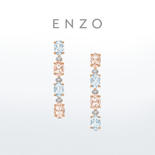 ENZO18K金海蓝宝石摩根石耳饰