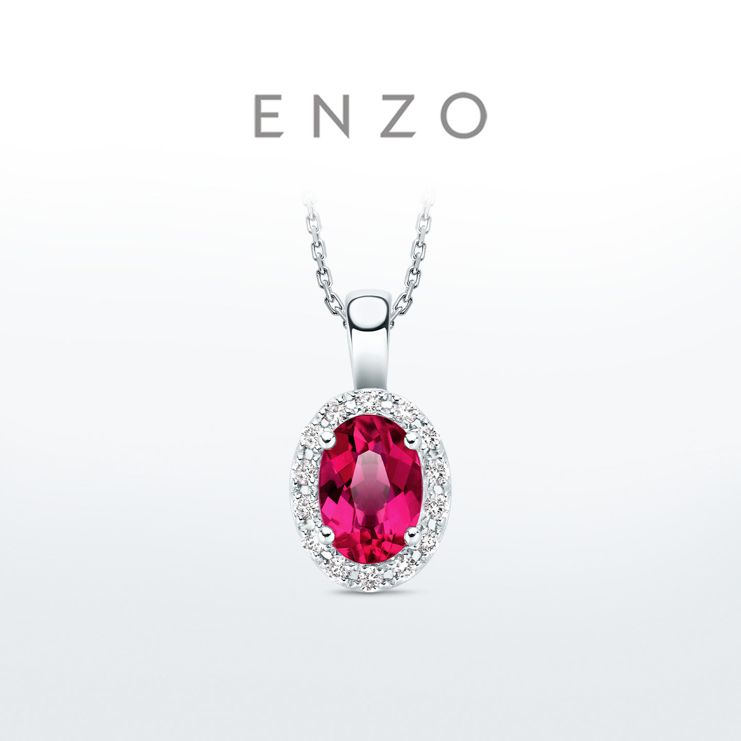 新款ENZO「经典彩宝」18K金碧玺钻石吊坠女送银链EZV297