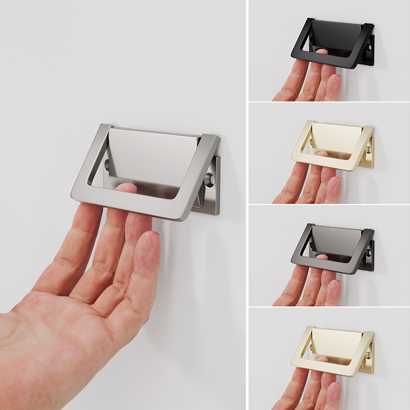 榻榻米衣柜内抽屉暗拉手隐形拉扣柜门折叠隐藏平板把手拉环免打孔