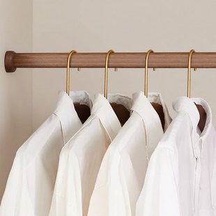 实木衣柜内挂衣杆免打孔柜内挂杆子内横杆衣橱柜挂杆黑胡桃木色