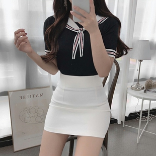 包裙半身裙女夏白色ol职业风紧身性感包臀裙高腰辣妹短裙一步半裙