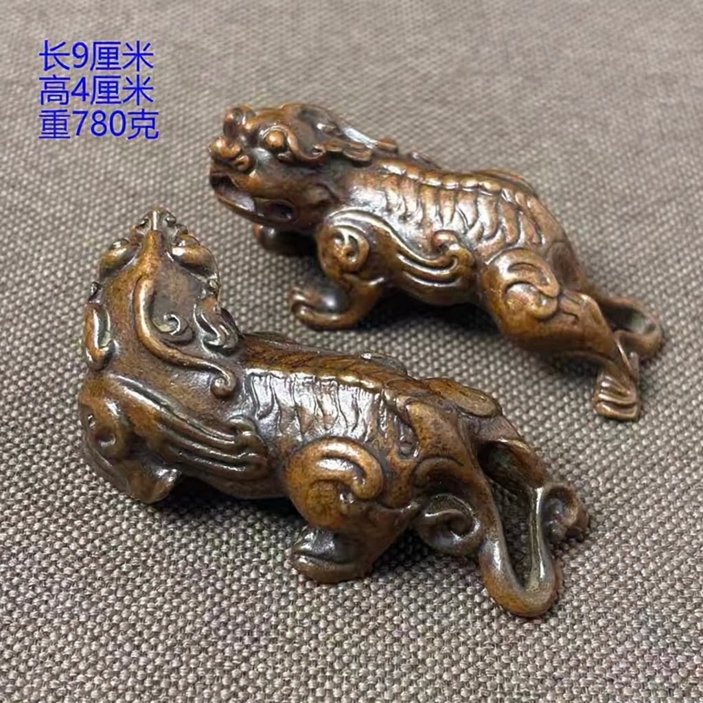 铜雕小天鹅 实心全铜搁架 茶玩摆件茶宠铜器茶枕茶拨架笔搁铜镇纸