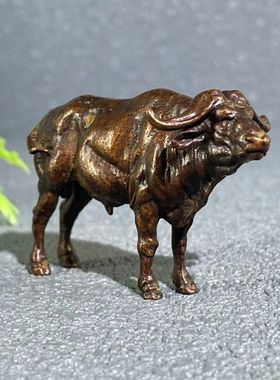 做旧仿古黄牛财牛风水招财实心合金金钱牛生肖牛茶宠水牛桌面摆件