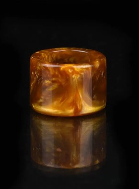 天然金丝海柳戒指扳指黑珊瑚活海柳指环血柳大拇指戒指把玩工艺品