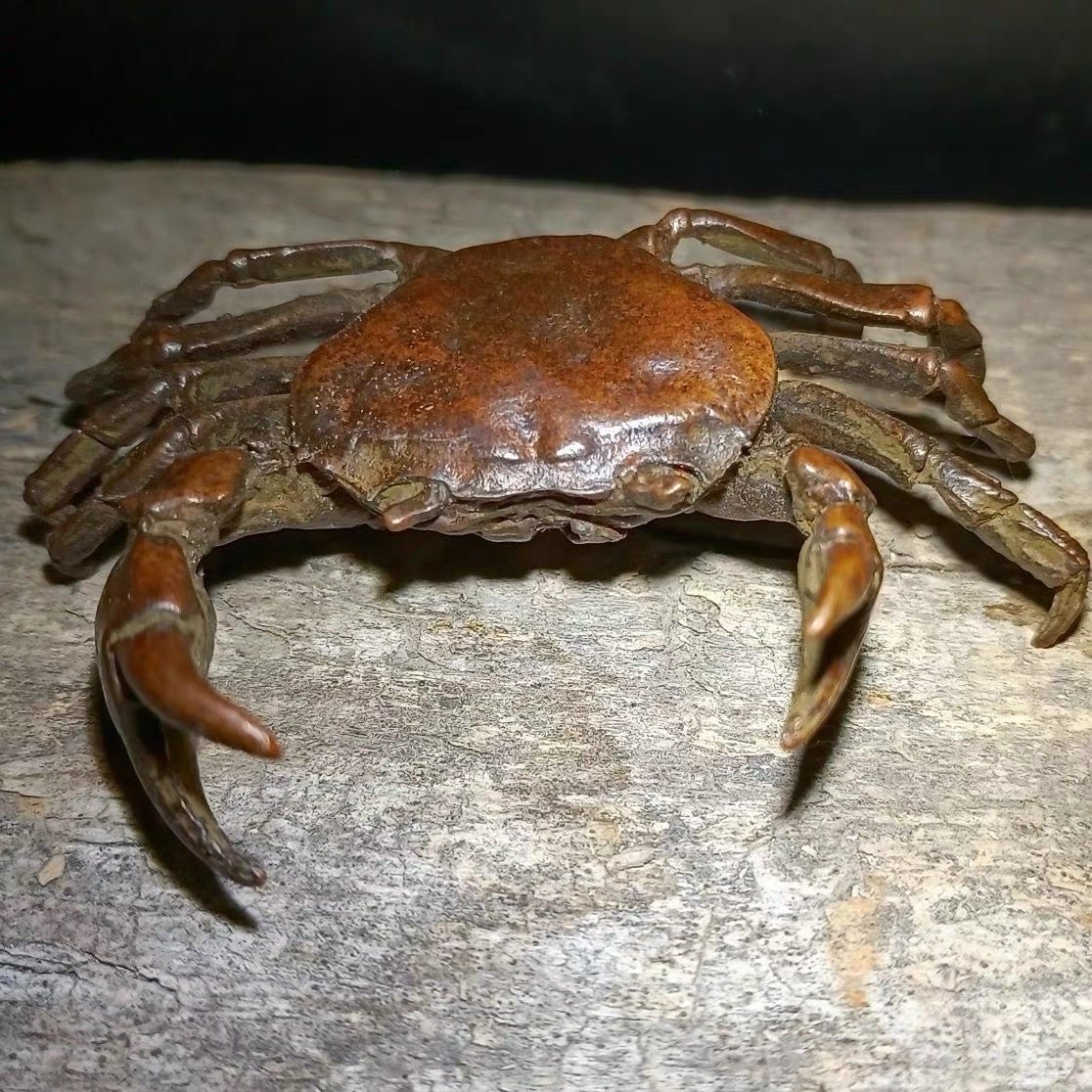 古玩铜器螃蟹茶宠摆件实心茶道茶玩禅意横财将军大发横财装饰摆件