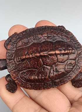 古玩三元天干实心老铜乌龟摆件茶宠手把件镇纸把玩仿古铜器摆件