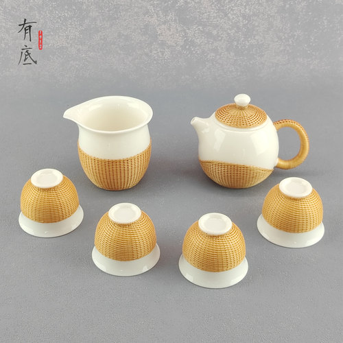 中国非遗纯手工竹编茶壶中国风编织茶具泡茶壶商务送礼送外国人