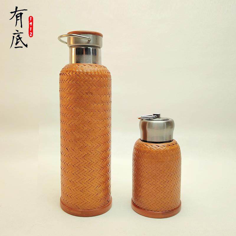 中国特色礼品竹编细丝保温杯保温壶热水瓶茶具茶杯304不锈钢瓷胎