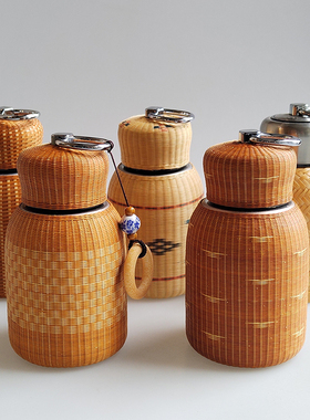 竹丝扣瓷茶具瓷胎竹编保温杯便携水壶304不锈钢水杯特色手工茶杯