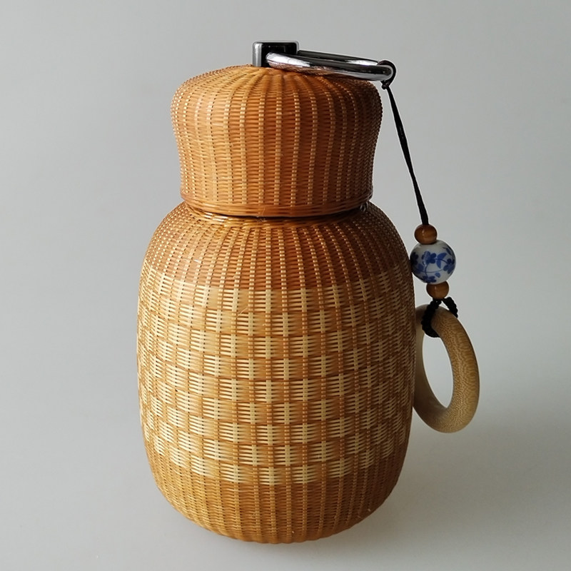 竹丝保温杯女士高颜值瓷胎竹编茶杯304不锈钢大肚杯便携旅行水壶,餐饮具,保冷/保温杯,淘宝优惠券,粉丝福利购,淘宝优惠卷