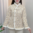 棉服加棉加厚保暖外套2025冬年轻版 短款 小碎花棉袄女 国风唐装 中式