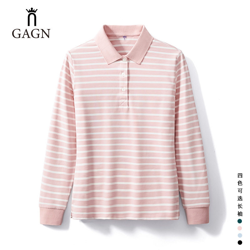 2026春季长袖POLO衫高品质棉条纹翻领上衣女式休闲运动风户外吸汗,女装/女士精品,POLO衫,淘宝优惠券,粉丝福利购,淘宝优惠卷