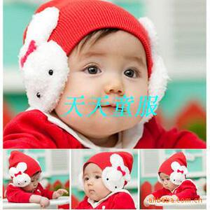 2顶包邮韩版秋冬款儿童护耳帽双层保暖儿童帽兔子帽婴幼儿卡通帽