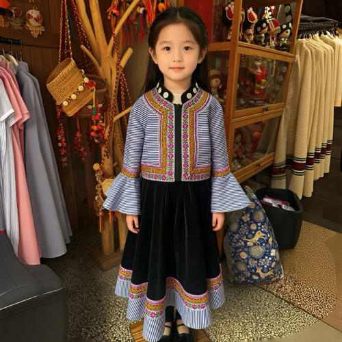 傈僳族小女孩童装 私人高端定制 童装亲子装校服团服批发正品
