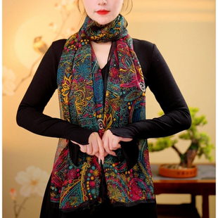 波西米亚高档气质民族风百搭时尚丝巾披肩优柔纱围巾防晒沙滩巾女