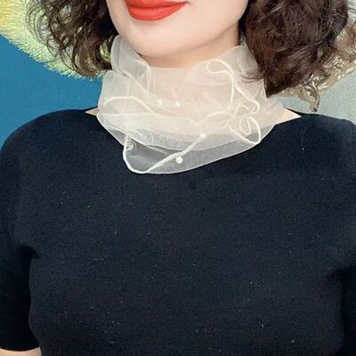 春夏钉珠韩版女护颈遮颈纹围脖