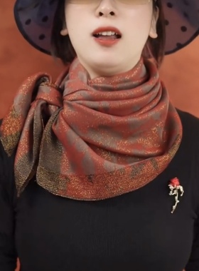 【金丝枫叶】高档提花100x100CM左右金丝线方巾百搭围巾披肩新款