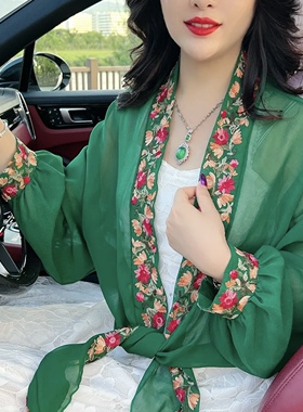 夏季绣花休闲女防晒遮阳披肩