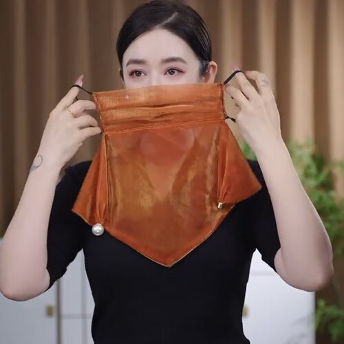 韩版新款夏季防晒面纱炫彩挂珠多功能围巾丝巾纱巾女纯色气质围脖