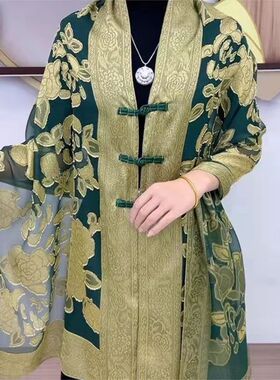 春夏镂空中国风女搭配旗袍披肩