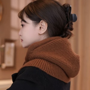 韩版巴拉克拉法帽女冬季保暖披肩围脖一体情侣护耳毛线针织帽加厚
