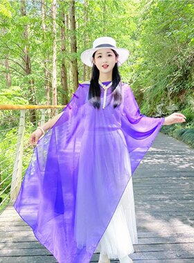 夏季纯色超大休闲女防晒纱巾披肩