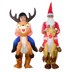 圣诞节成人充气圣诞老人服装圣诞服儿童小鹿麋鹿雪人表演出衣服饰