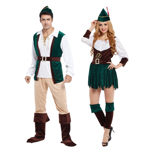 儿童节成人舞台剧演出服装森林侠客男女猎人彼得潘精灵表演服cos