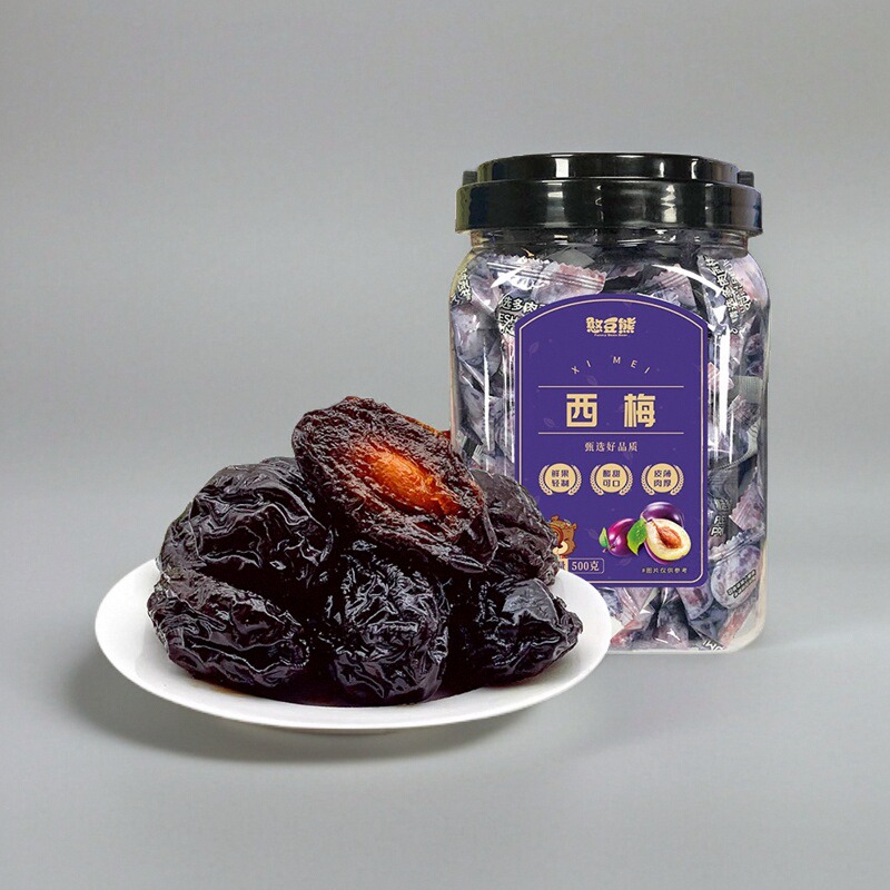 憨豆熊-罐装西梅500g大西梅干独立包装孕妇酸甜乌梅子蜜饯果干
