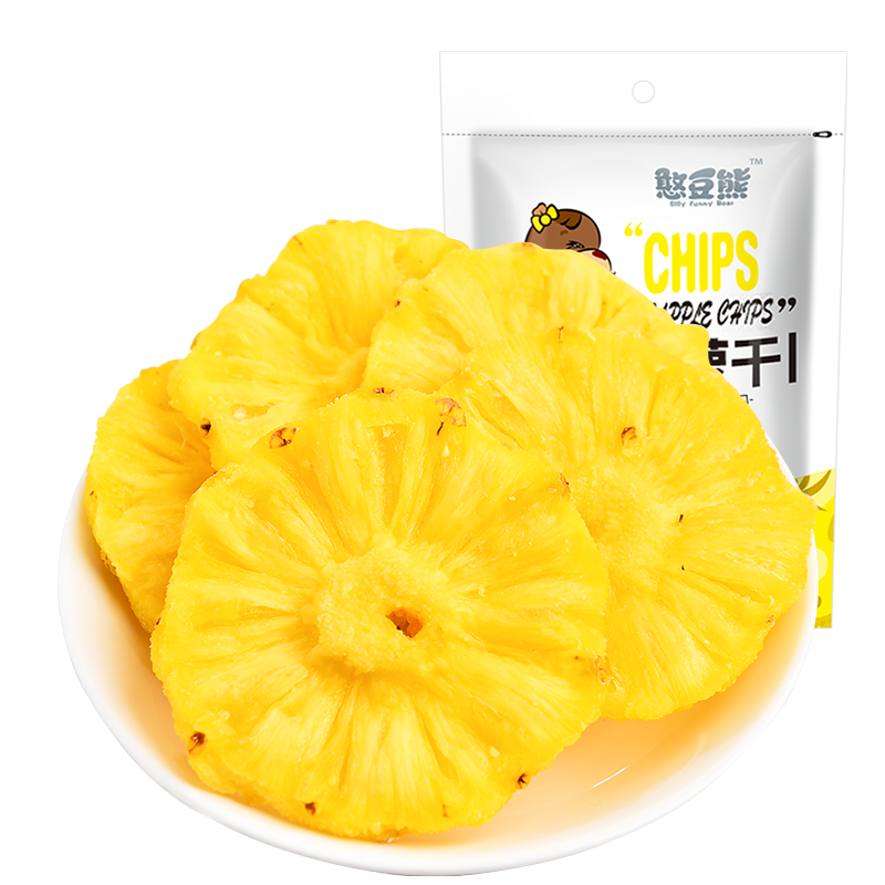 【憨豆熊-菠萝干500g】袋装办公室休闲水果片零食蜜饯果脯泡水