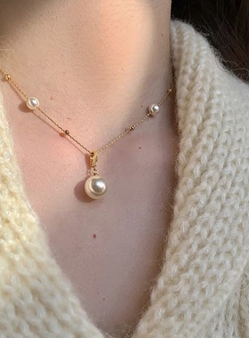 满天星珍珠项链颈链女款2025新款轻奢小众高级感金属锁骨链