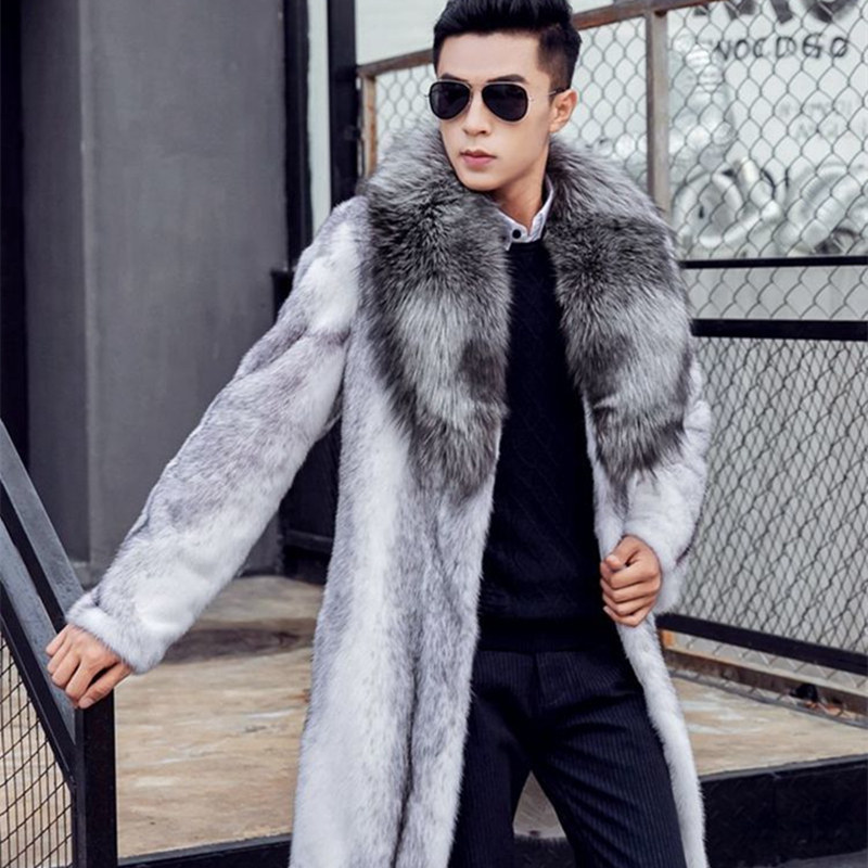 2025仿十字貂皮草外套长款大衣男