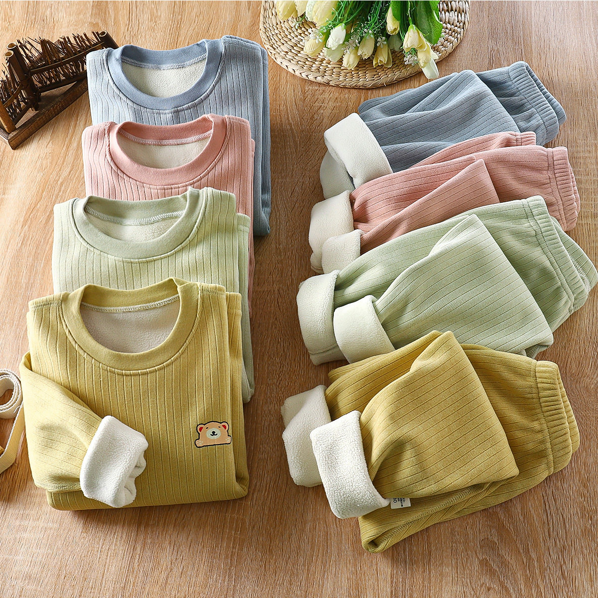 2026秋冬新款儿童加绒加厚保暖内衣套装 宝宝打底家居内衣两件套