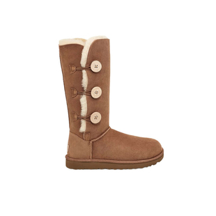 代购 长筒高筒靴三粒扣木扣皮毛一体保暖棉鞋 雪地靴女鞋 款 经典 正品